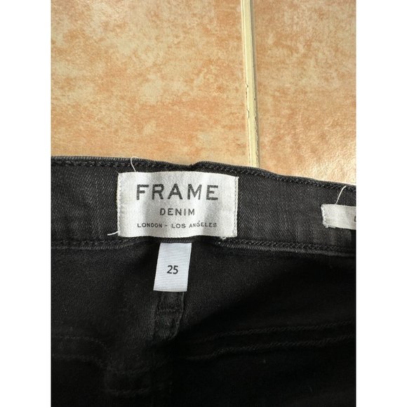 FRAME Worn  Twice  Denim  Le Bell  black jeans‎ Women size 25 - Picture 5 of 10